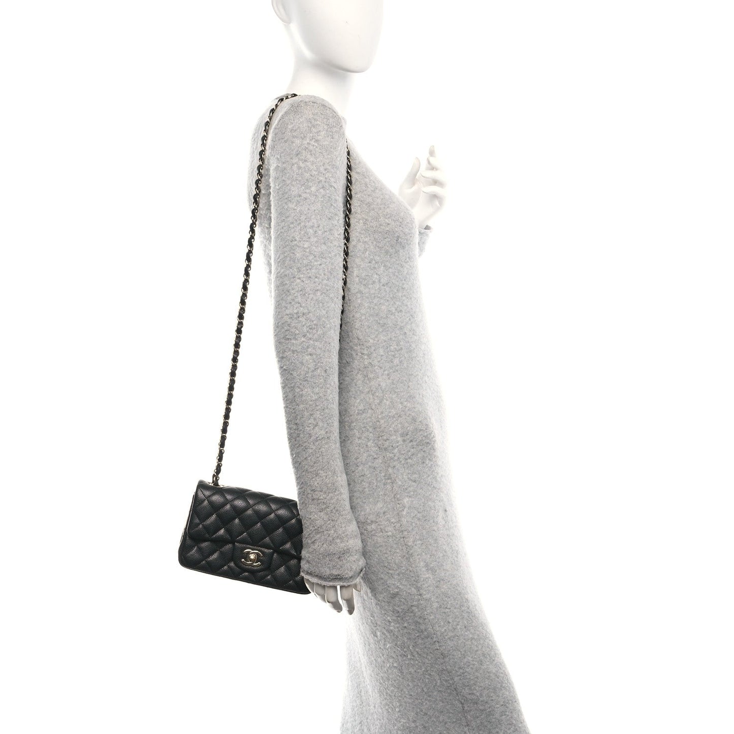 Caviar Quilted Mini Rectangular Flap Black