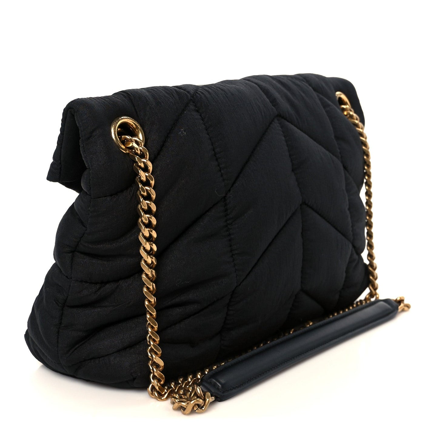 Nylon Quilted Small Loulou Puffer Monogram Chain Satchel Black