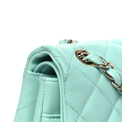 Caviar Quilted Jumbo Double Flap Light Green