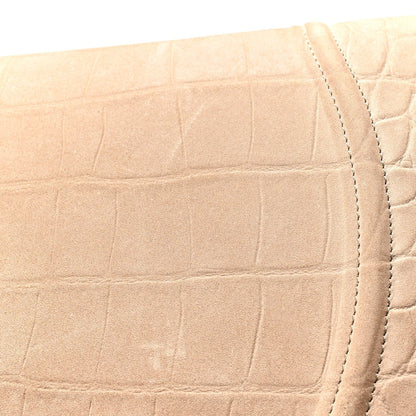 Crocodile Embossed Nubuck Medium Phantom Luggage Beige