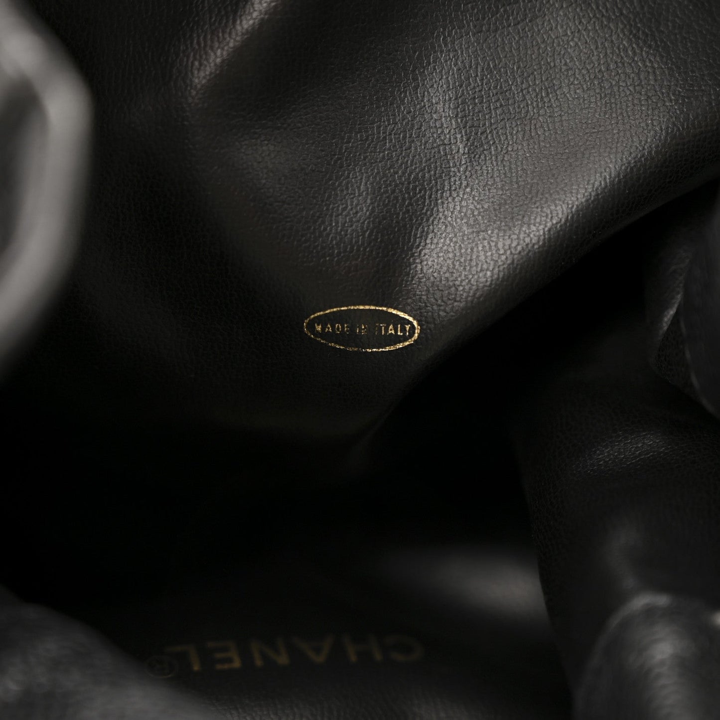 Caviar Quilted Drawstring Backpack Black