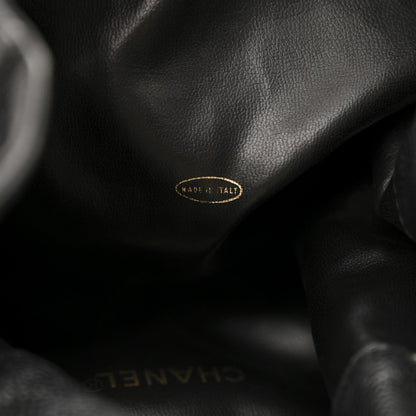Caviar Quilted Drawstring Backpack Black