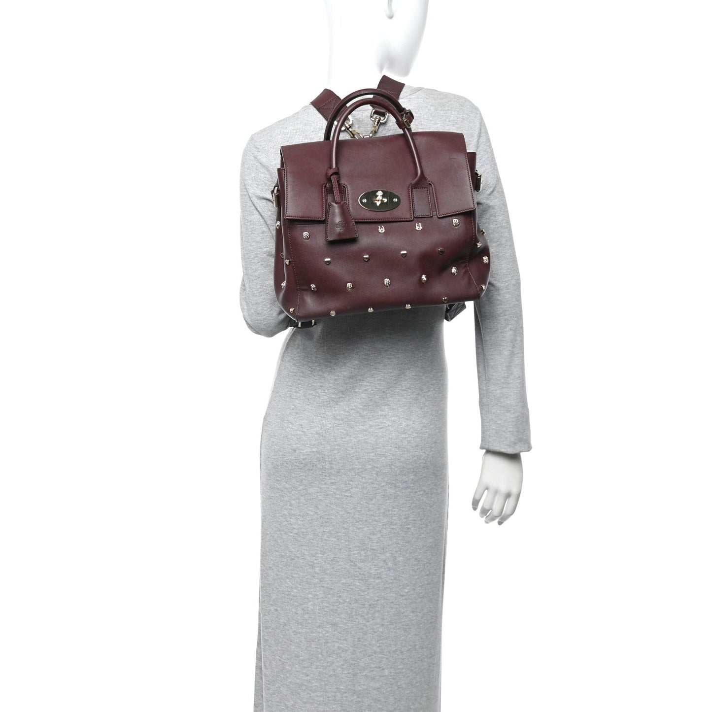 Calfskin Studded Medium Cara Delevingne Convertible Satchel Oxblood