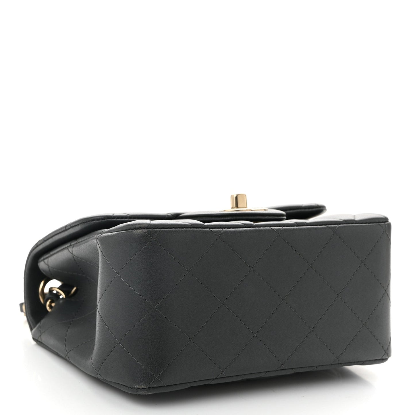 Lambskin Quilted Mini Square Flap Dark Grey