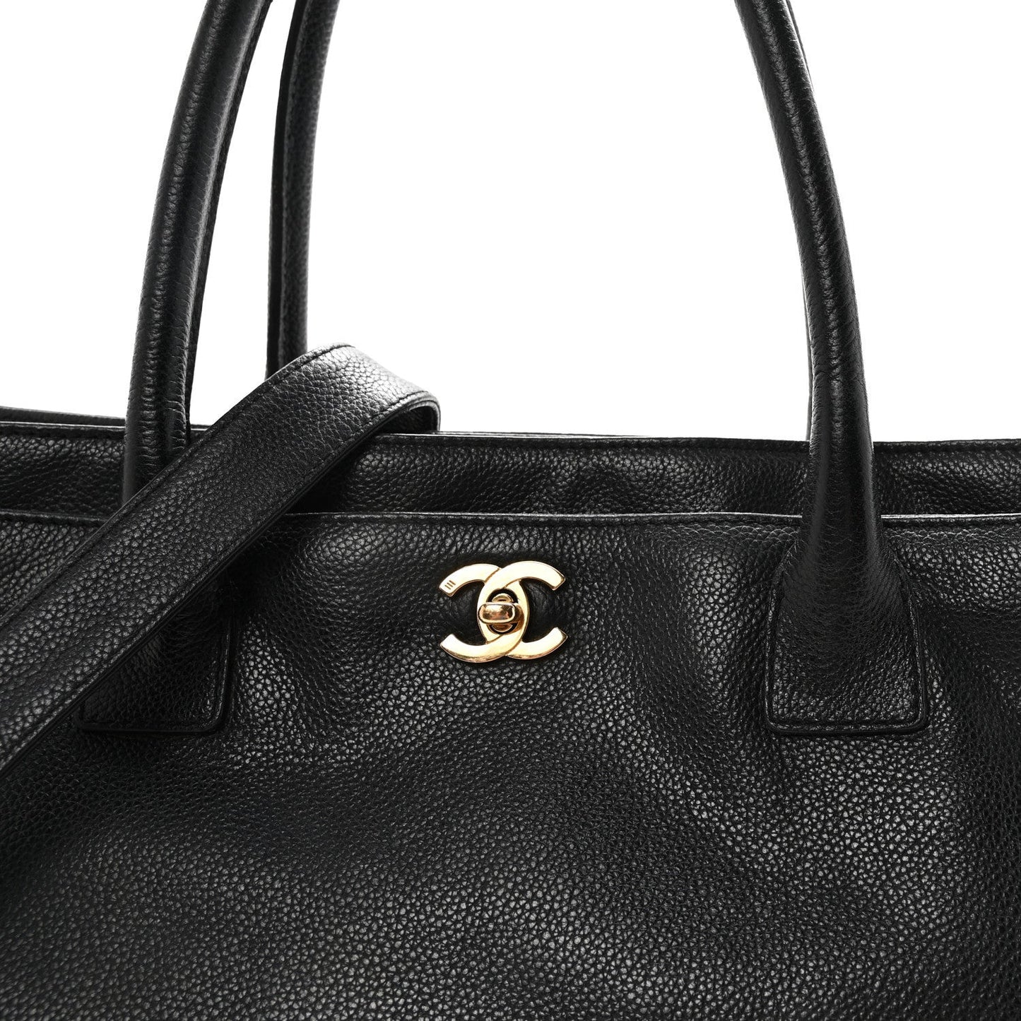 Calfskin Cerf Executive Shopper Tote Black