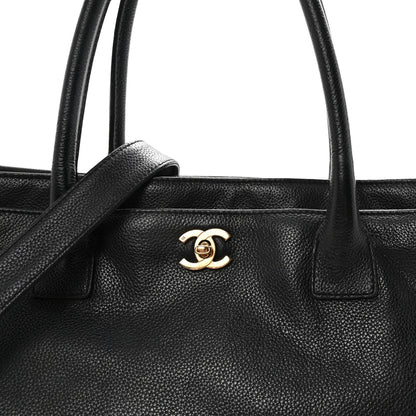 Calfskin Cerf Executive Shopper Tote Black
