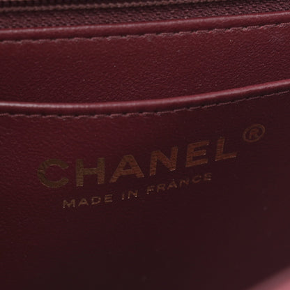 Lambskin Quilted Mini Top Handle Rectangular Flap Burgundy
