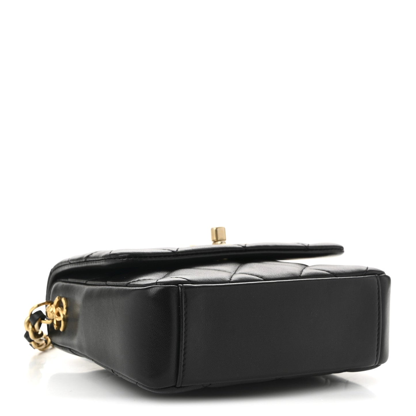 Lambskin Quilted Mini Side Note Flap Black