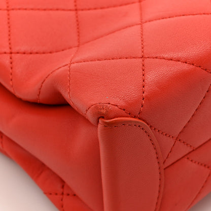 Lambskin Quilted Medium Trendy Spirit Top Handle Bag Orange