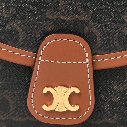 Canvas Calfskin Triomphe Mini Besace Tan