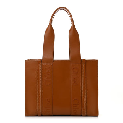 Calfskin Medium Woody Tote Caramel