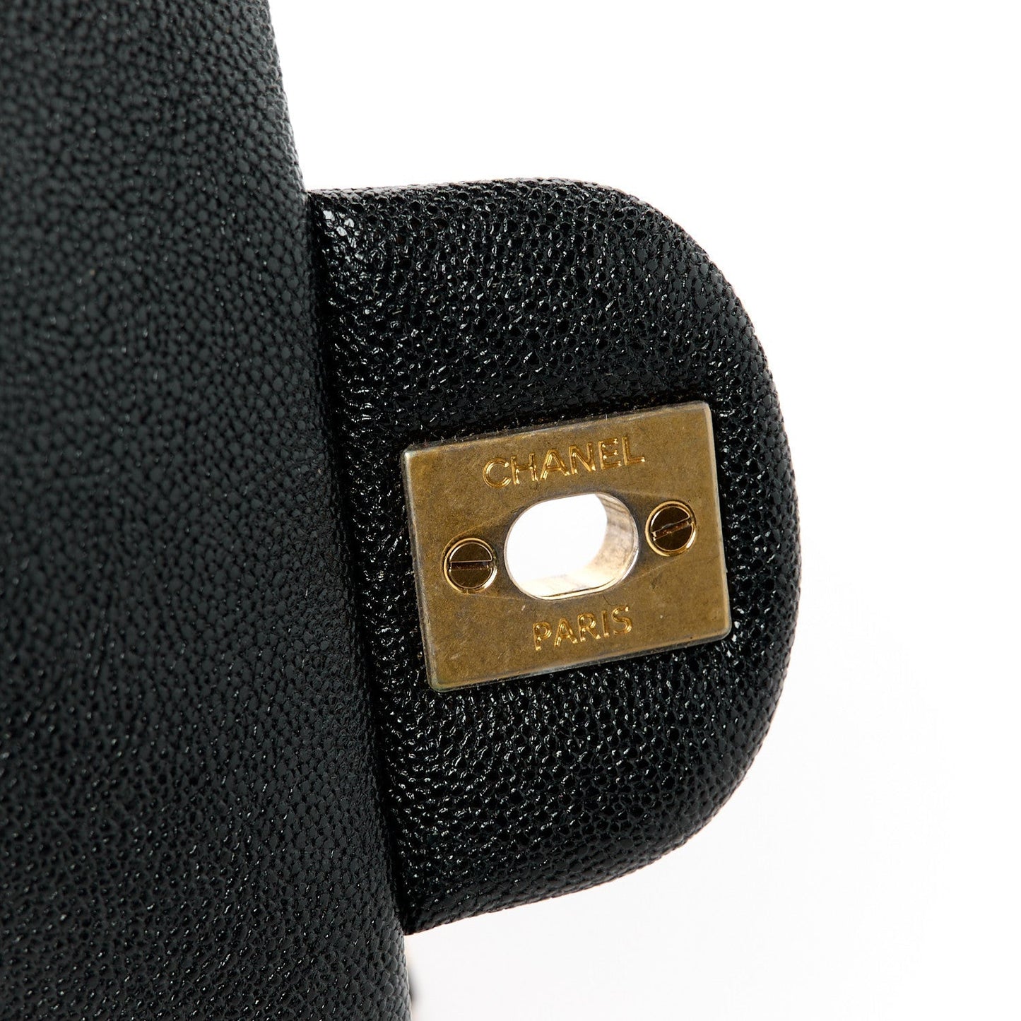Caviar Quilted Mini Top Handle Rectangular Flap Black
