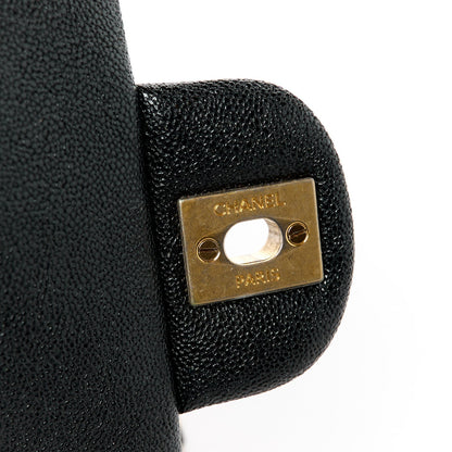 Caviar Quilted Mini Top Handle Rectangular Flap Black