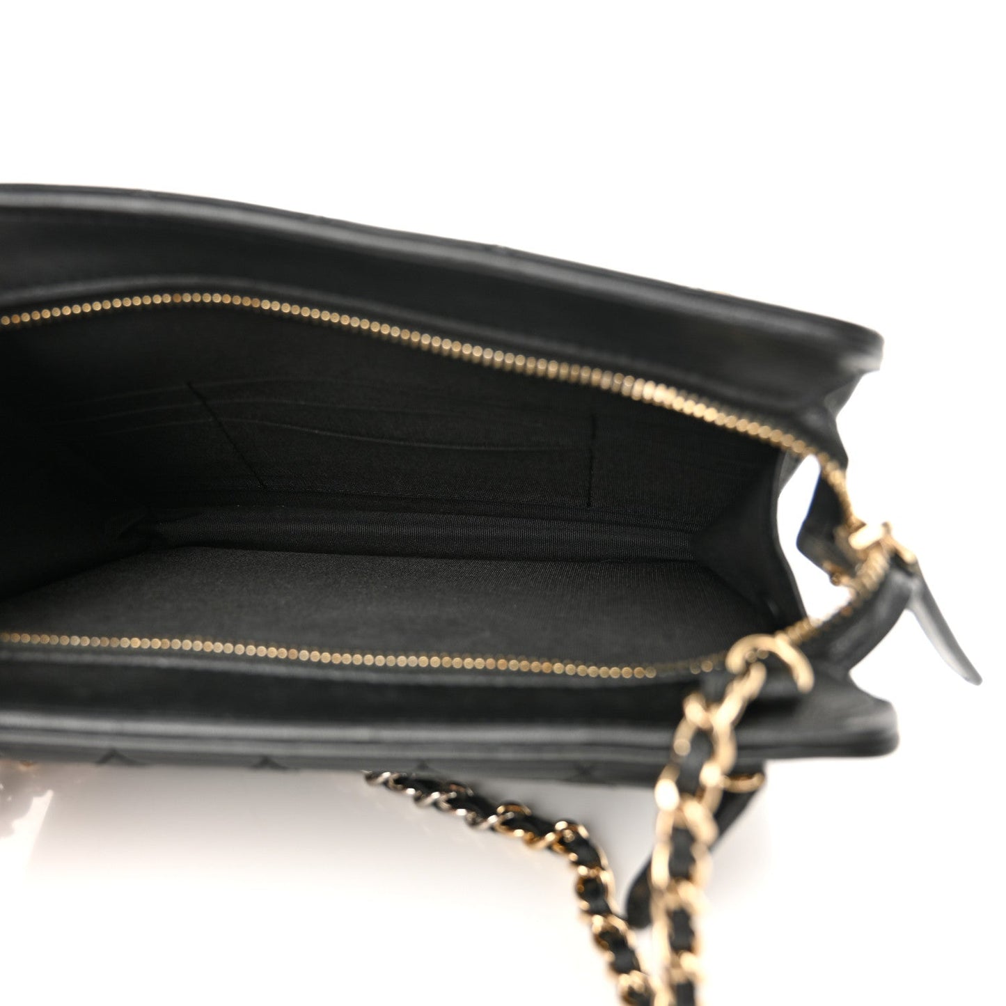 Lambskin Quilted Square Front Pocket Clutch With Chain Black