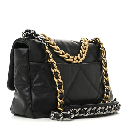 Lambskin Quilted Medium Chanel 19 Flap Black