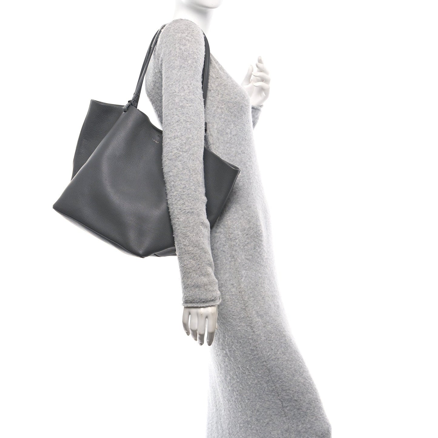 Grained Calfskin Park Tote Three Charcoal