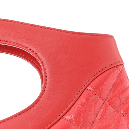 Shiny Crumpled Calfskin Quilted 31 Shopping Bag Red