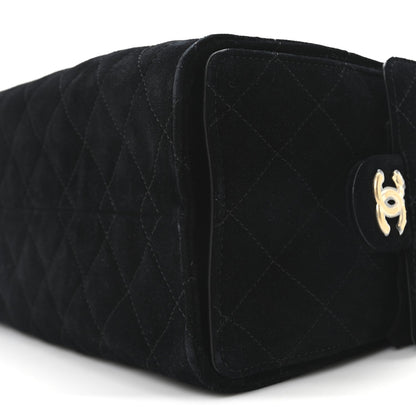 Suede Quilted Small Chanel 25 Handbag Black
