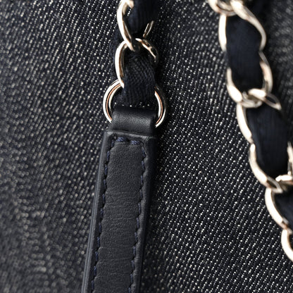 Denim Small Deauville Tote Dark Blue White