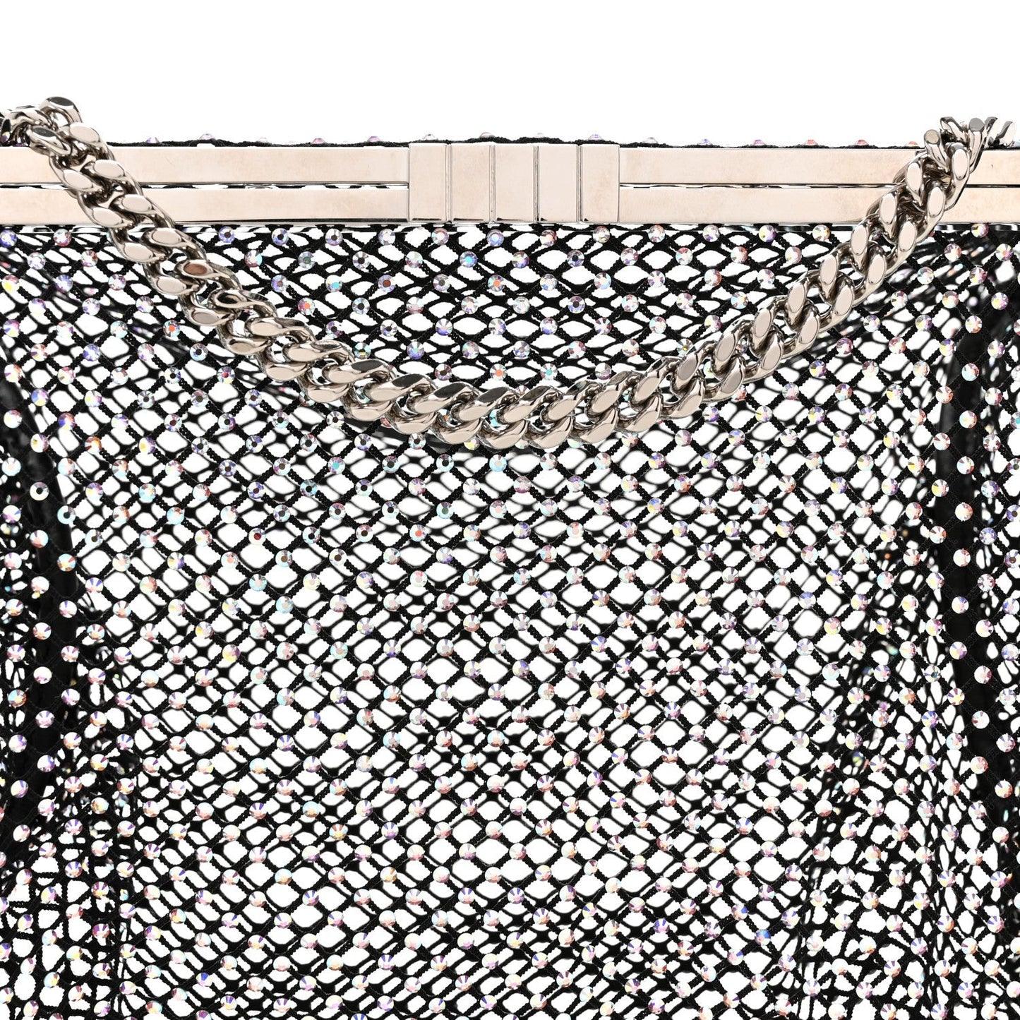 Mesh Crystal Medium Fanny Shoulder Bag Black