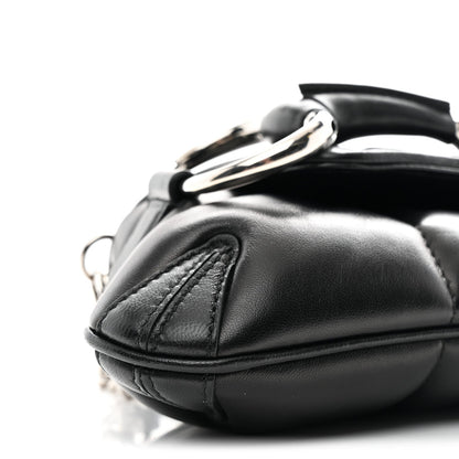 Nappa Vertical Matelasse Small Maxi Horsebit Chain Shoulder Bag Black