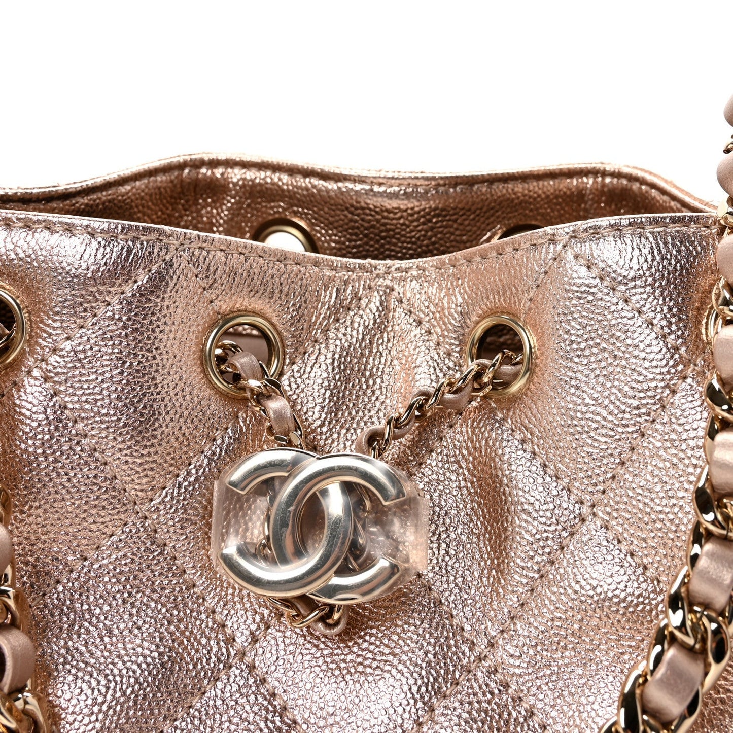 Metallic Caviar Quilted Mini Chanel 25 Handbag Copper