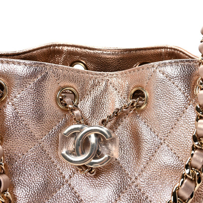 Metallic Caviar Quilted Mini Chanel 25 Handbag Copper