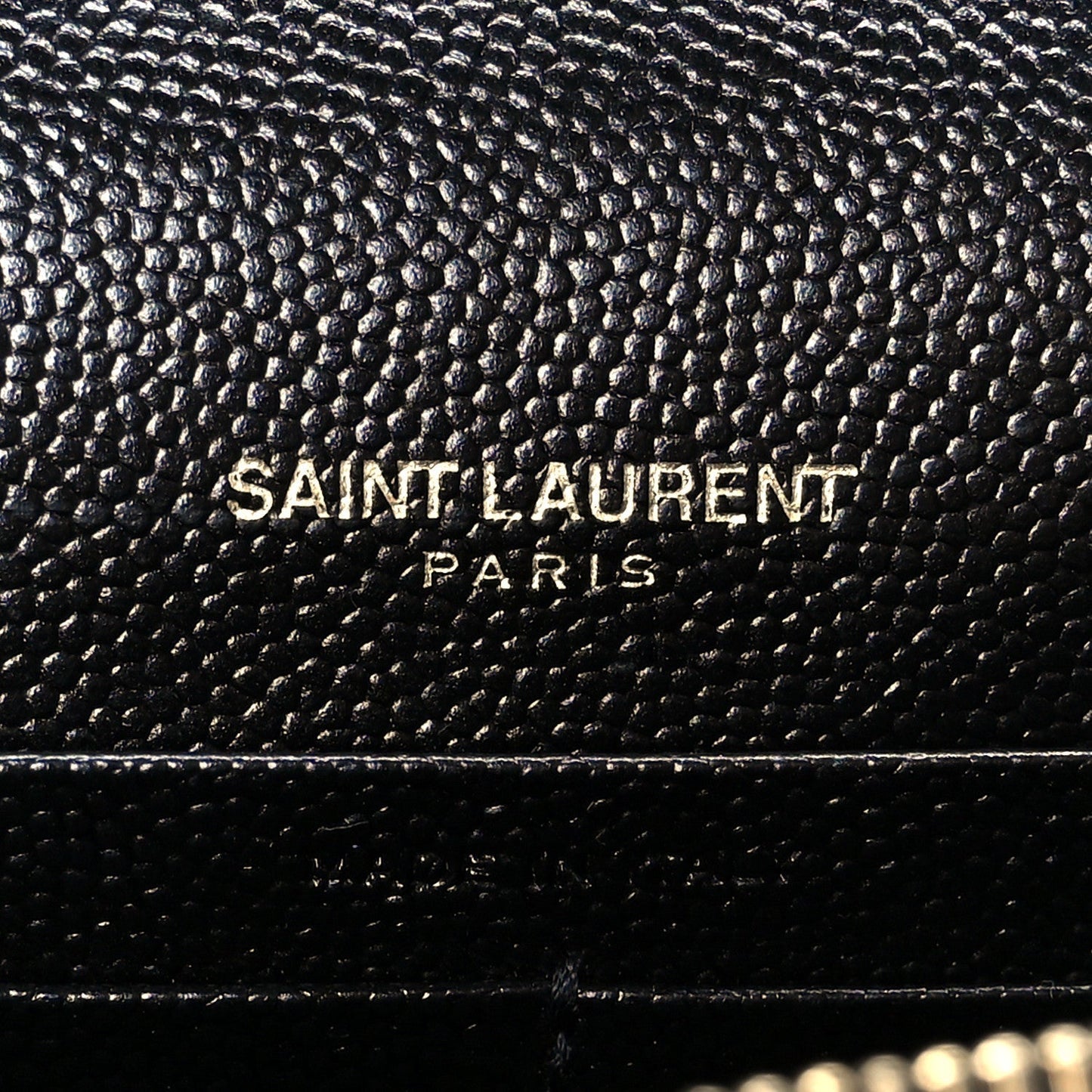 Grain De Poudre Matelasse Chevron Monogram Envelope Chain Wallet Black