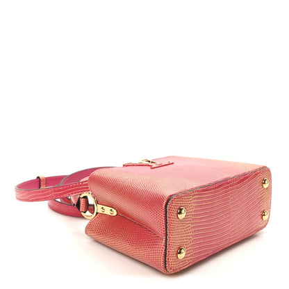 Metallic Lizard Capucines Mini Fuchsia Gold