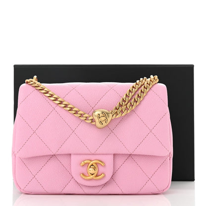 Caviar Quilted Mini Sweetheart Flap Lilac