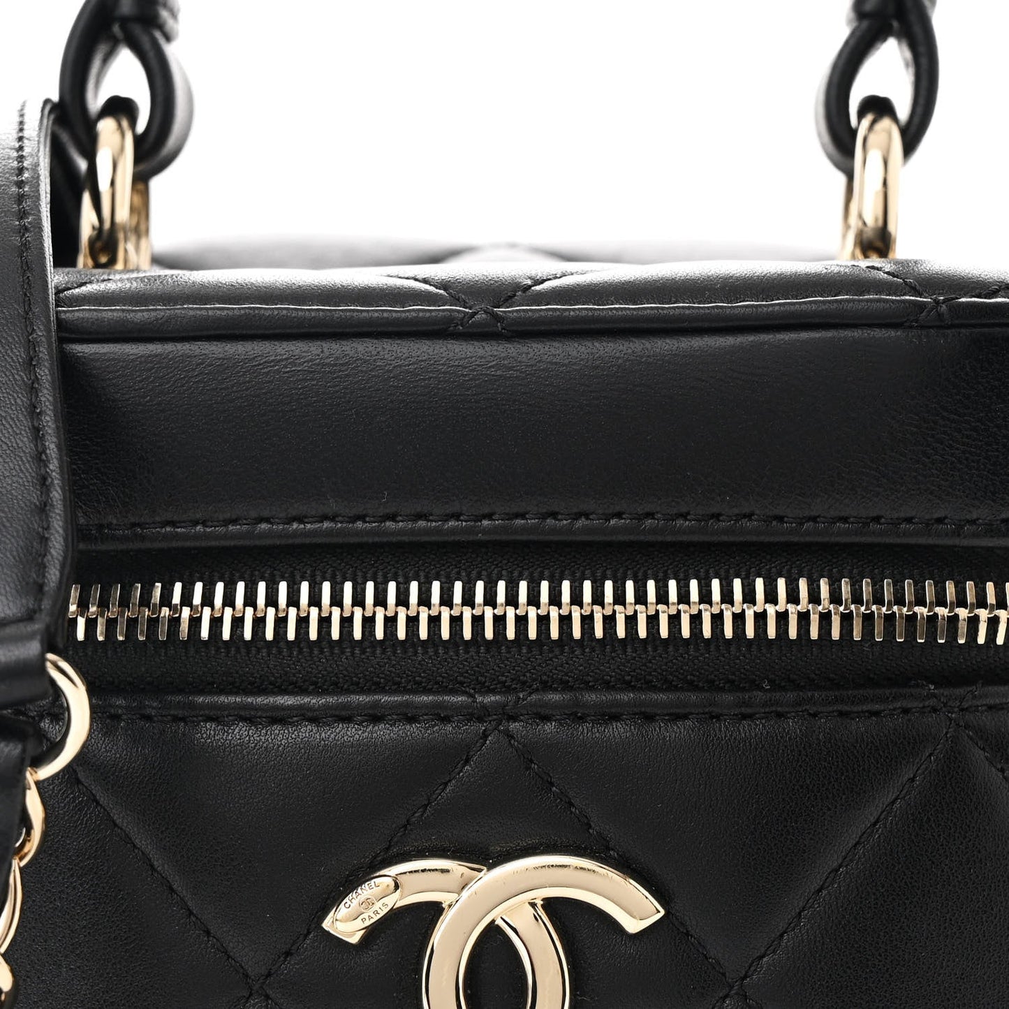 Lambskin Quilted Trendy Vanity Case Black