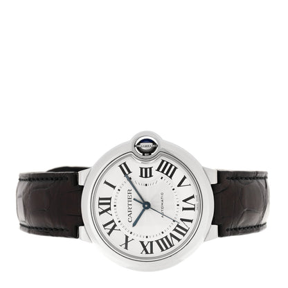 Stainless Steel Alligator 36mm Ballon Bleu De Cartier Automatic Watch Brown