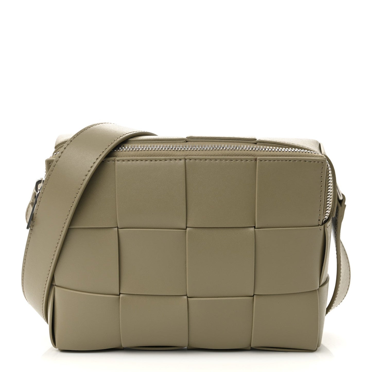 Lambskin Maxi Intrecciato Cassette Camera Bag Travertine