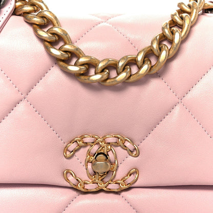 Lambskin Quilted Medium Chanel 19 Flap Light Pink