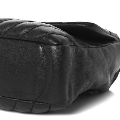 Calfskin Surpique Chevron Large Flap Black