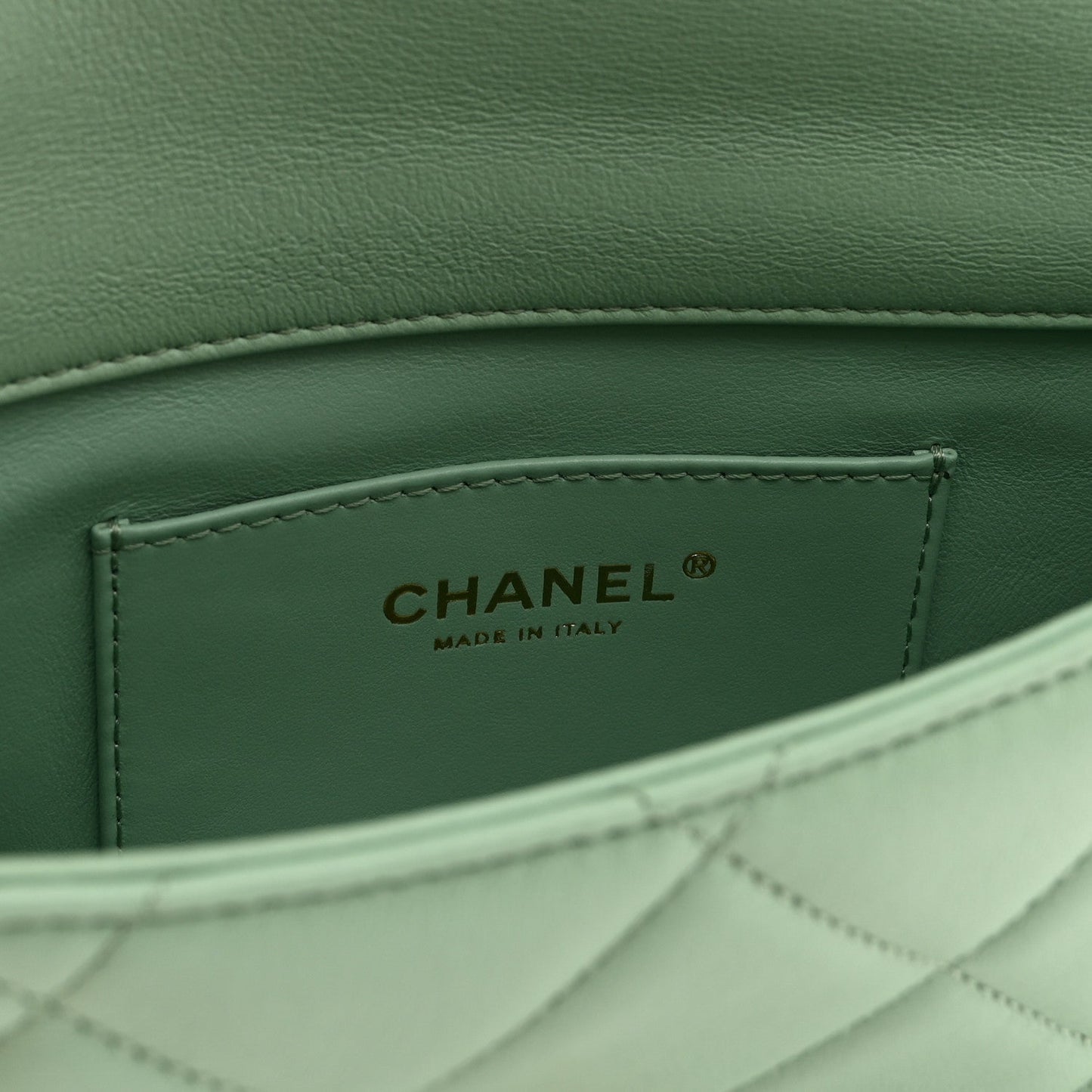 Lambskin Quilted Pearl Small Flap Light Green