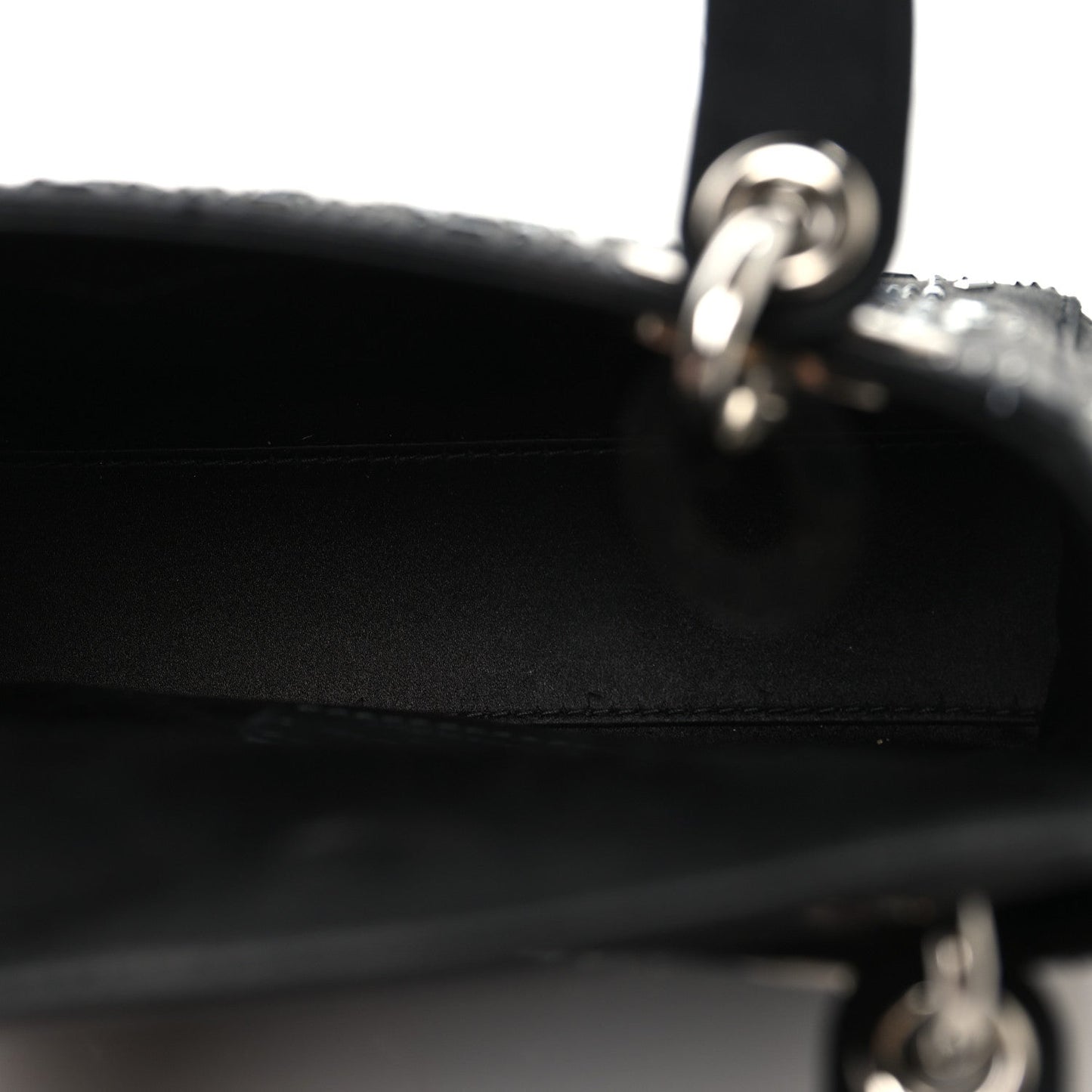 Satin Crystal Cannage Mini Lady Dior Black