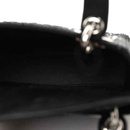 Satin Crystal Cannage Mini Lady Dior Black