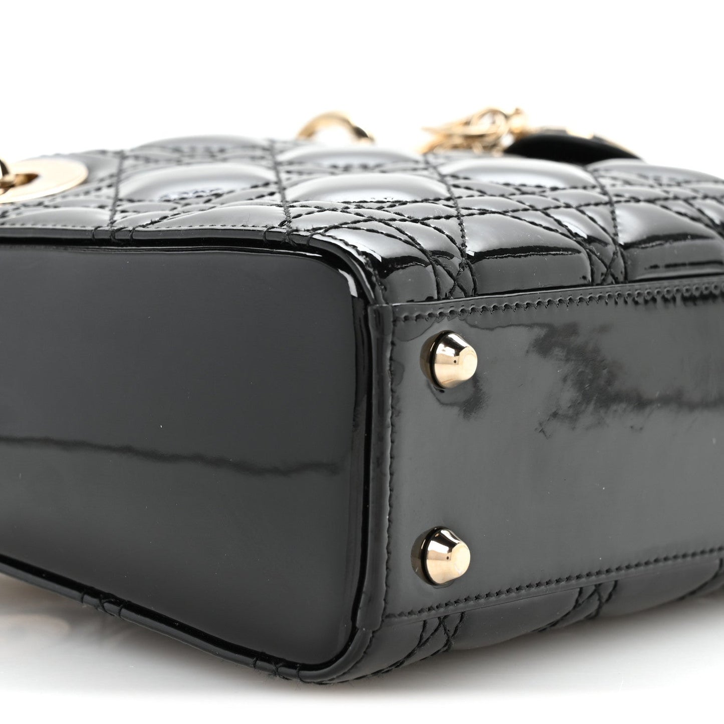 Patent Cannage Mini Lady Dior Black