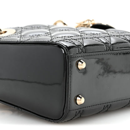 Patent Cannage Mini Lady Dior Black