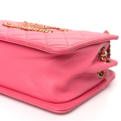 Calfskin Quilted Small CC Chain Accordion Tote Pink