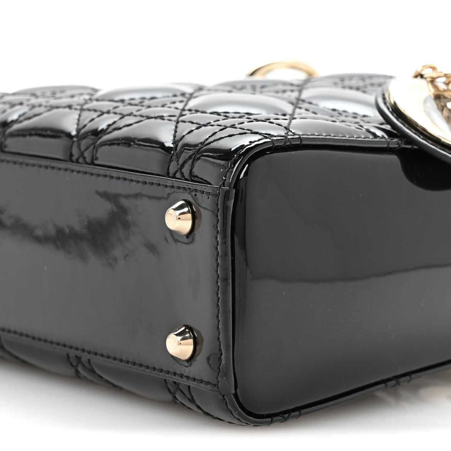 Patent Cannage Mini Lady Dior Black