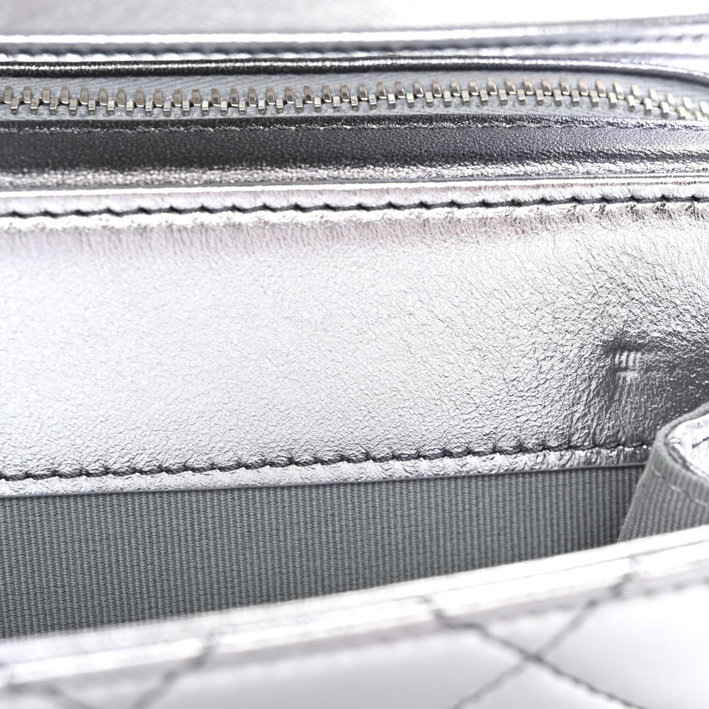 Metallic Lambskin Like A Wallet Flap Silvery Black