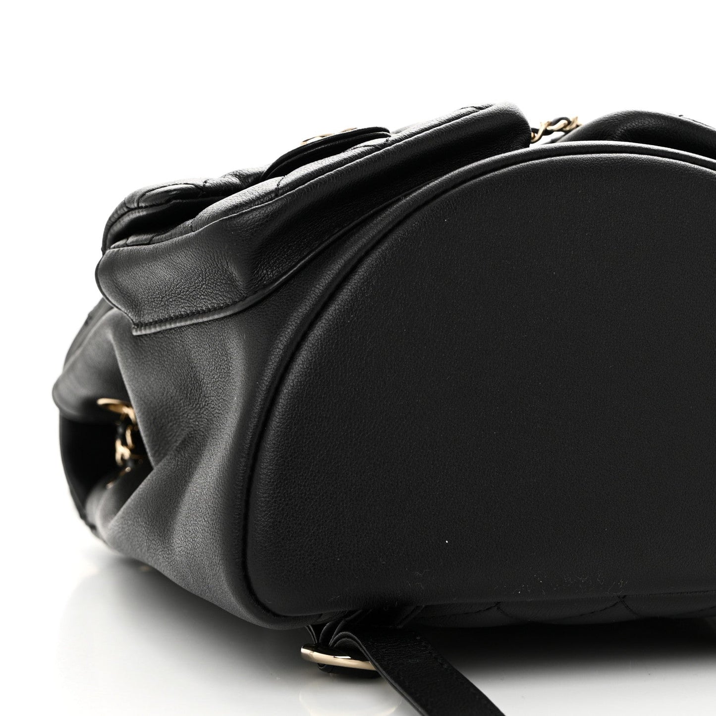 Calfskin Quilted Medium Duma Pockets Drawstring Backpack Black
