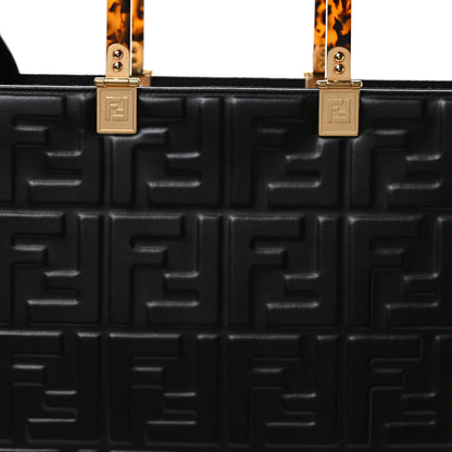 Vitello Plexiglass FF Embossed Medium Fendi Sunshine Shopper Tote Black