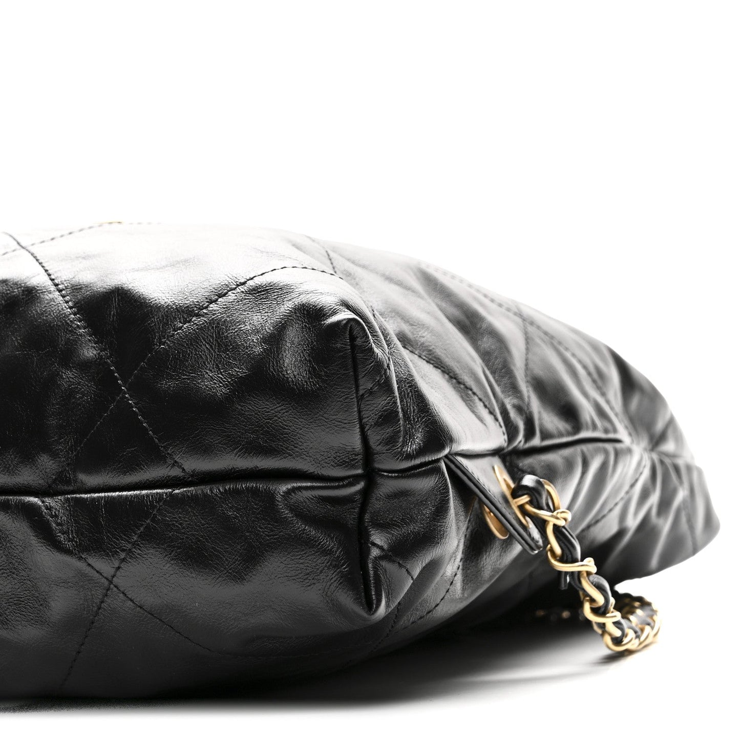 Shiny Calfskin Quilted Chanel 22 Backpack Black