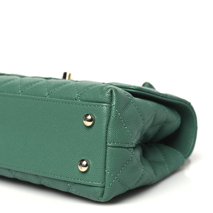 Caviar Quilted Mini Coco Handle Flap Green
