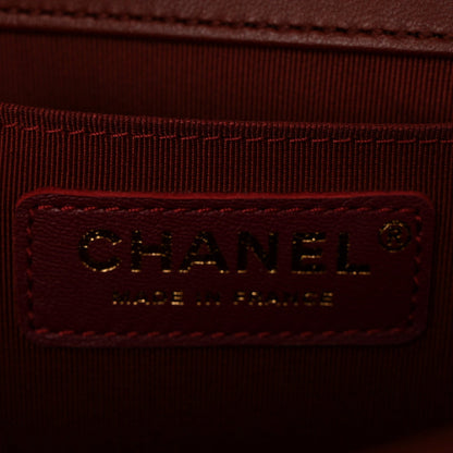 Lambskin Quilted Medium Boy Flap Burgundy