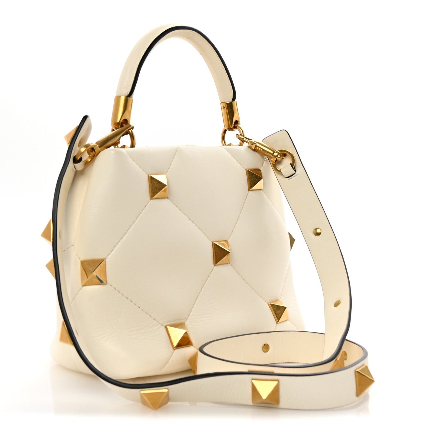 Nappa Small Roman Stud The Handle Bag Ivory