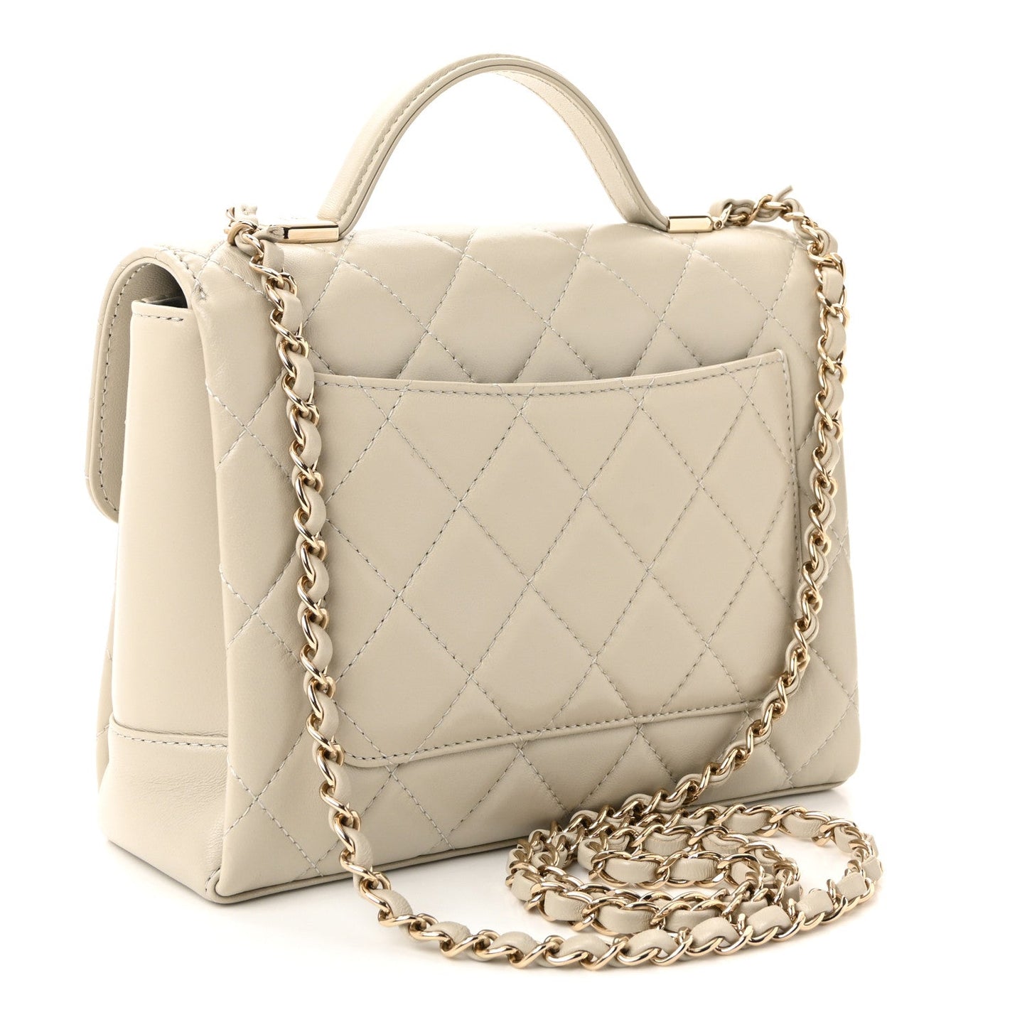 Lambskin Quilted Small Flap Top Handle Bag Grey